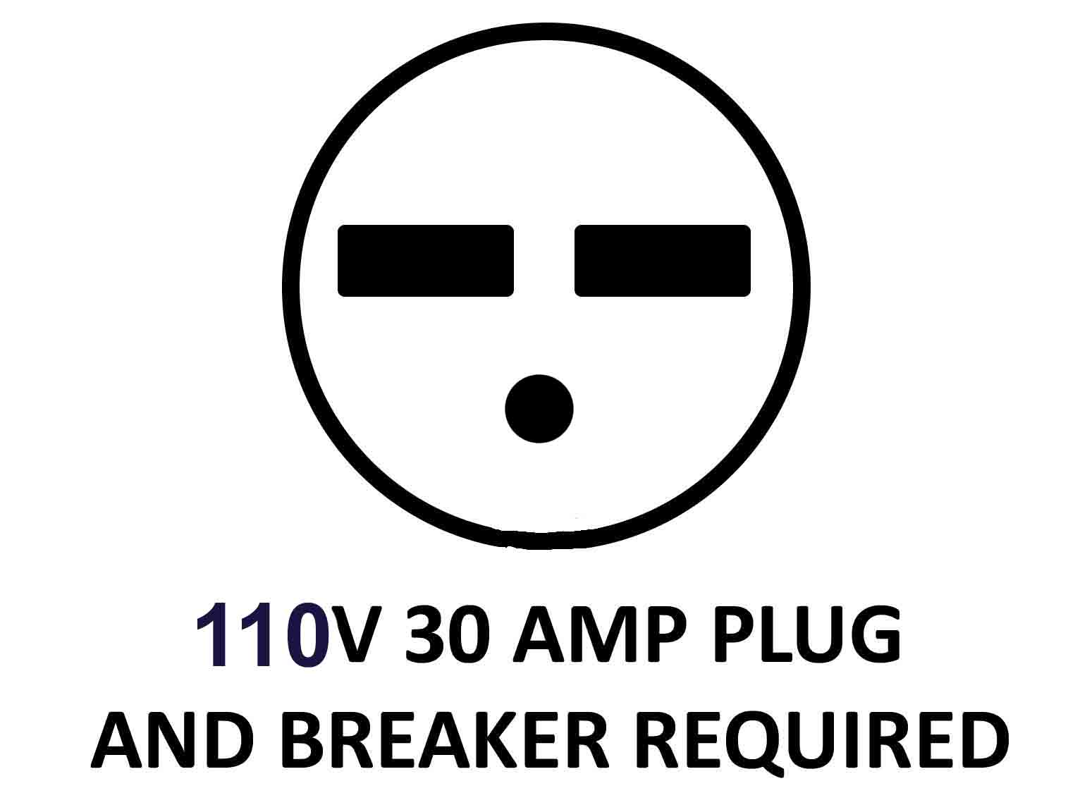 110V 30A Plug and Breaker Requiered